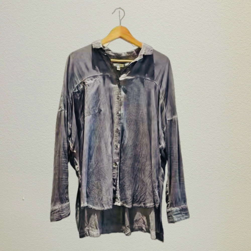 Silence + Noise Blue Button-Up Shirt